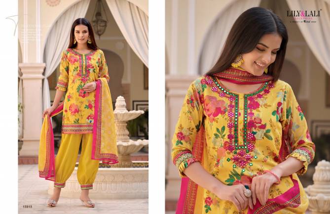 Mehnoor By Lily And Lali Heavy Muslin Silk Printed Embroidery Readymade Suits Orders In India